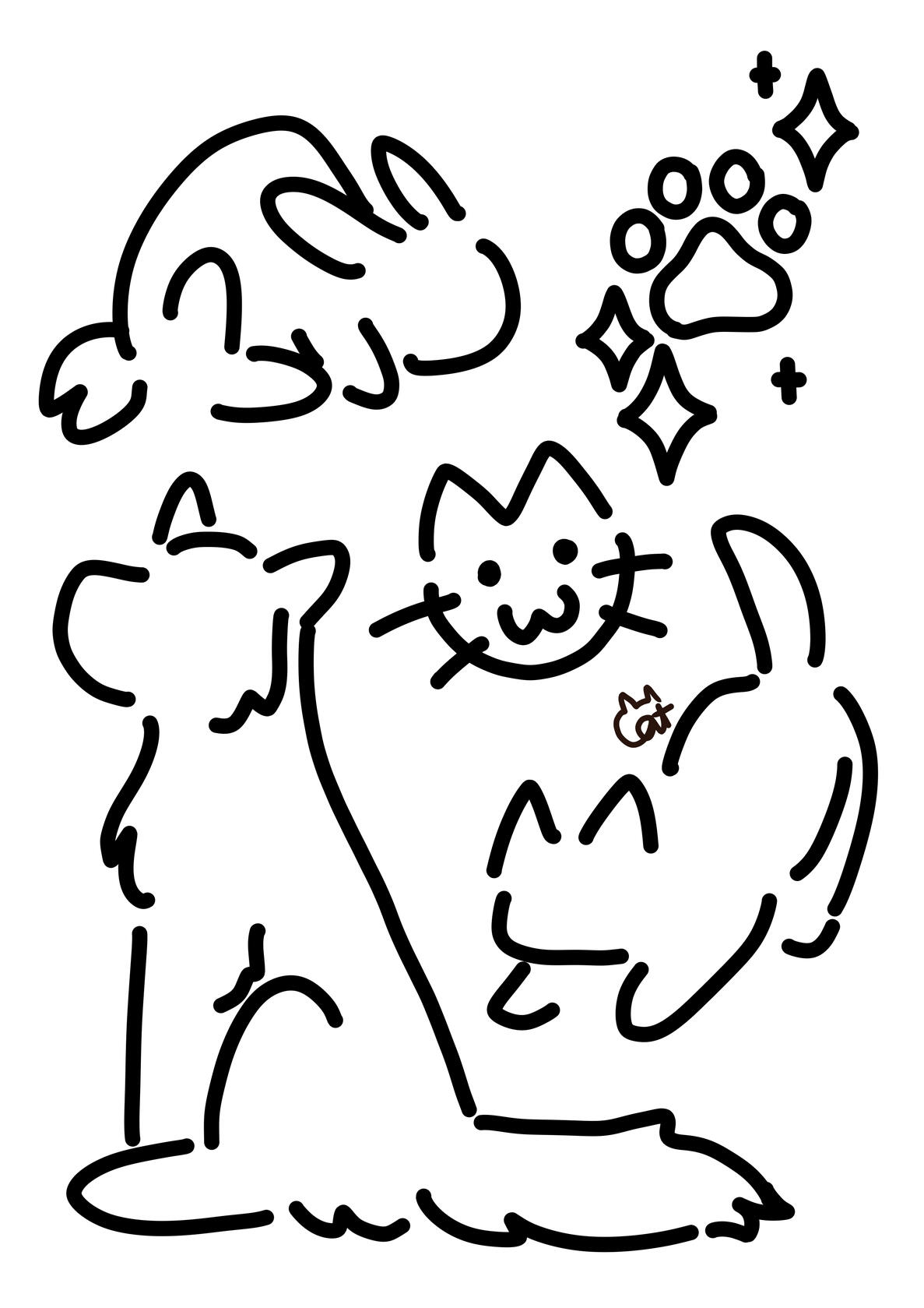 Illustrated by Cat Aethel Ethera | Doodles | Cute | Bunny | Kitten | Cat | Dog | Husky | Paw Print