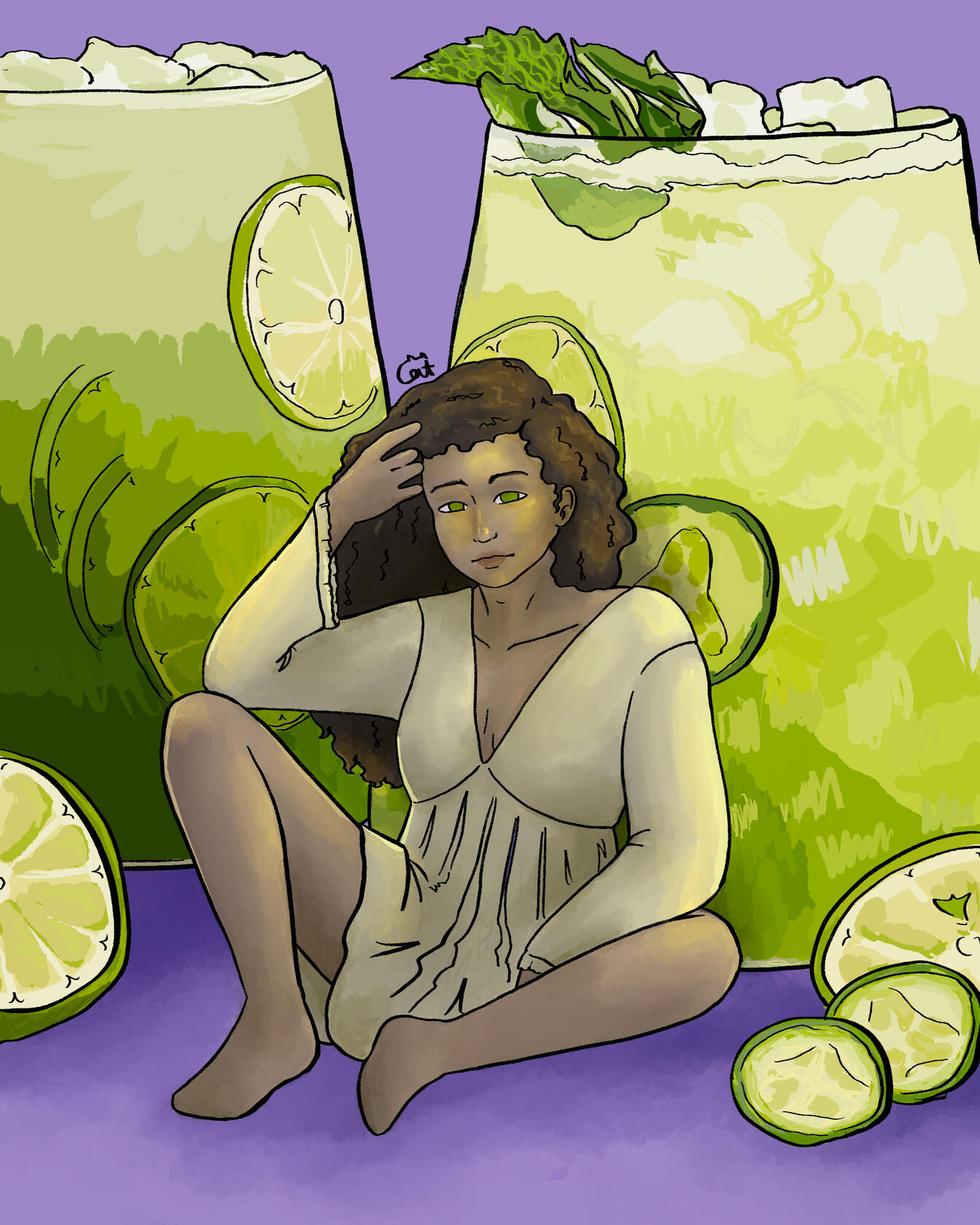 Illustrated by Cat Aethel Ethera | Cucumber Agua Fresca | Trans Fem Character